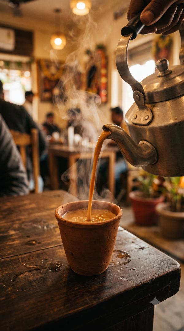 Kulhad chai being poured, shot for a reel