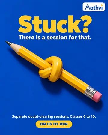 Example post for Mathvi, a made-up maths coaching class: a yellow pencil tied in a knot under the words Stuck? There is a session for that.